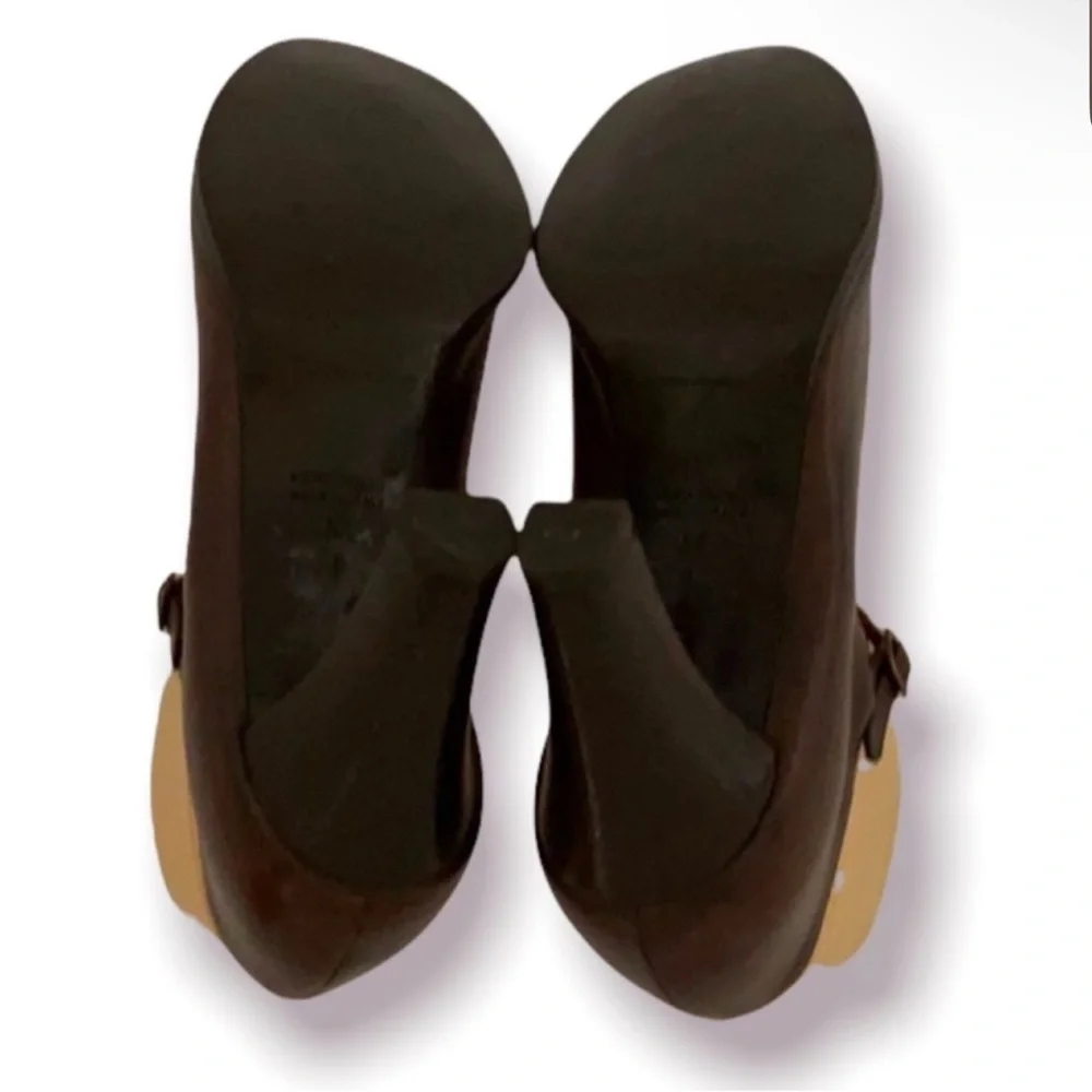 Authentic Marc Jacobs designer heeled Mary Jane brown leather shoes sz 8